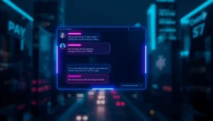 Screenshot of a nsfw ai chatbot interface with a dark theme and neon accents, highlighting unfiltered adult chat capabilities for digital intimacy.