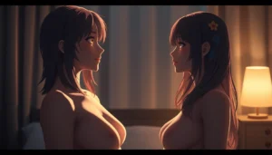 Descriptive NSFW AI scene with realistic characters, soft lighting, and detailed textures for visual engagement.