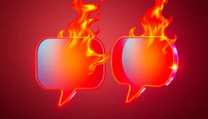 Engaging Spicy AI Chat illustration showing glowing chat bubbles with fiery accents, emphasizing dynamic conversation and realism.