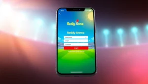 Reddy Anna Login screen on mobile device showcasing quick access for Indian sports betting users with cricket imagery and secure interface.