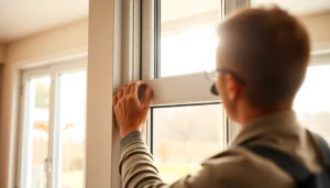 Installing replacement window installers near me on a vinyl window ensures a tight seal.