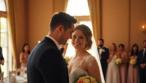 Skilled eskuvo fotos capturing a joyful bride and groom with natural light and candid moments