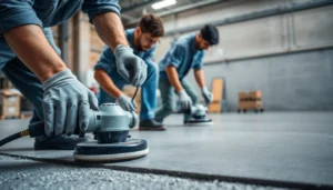 Experienced floor preparation Birmingham specialists leveling concrete surfaces with diamond