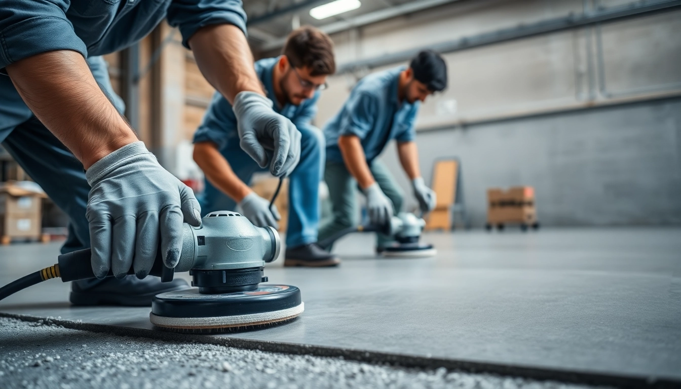 Experienced floor preparation Birmingham specialists leveling concrete surfaces with diamond